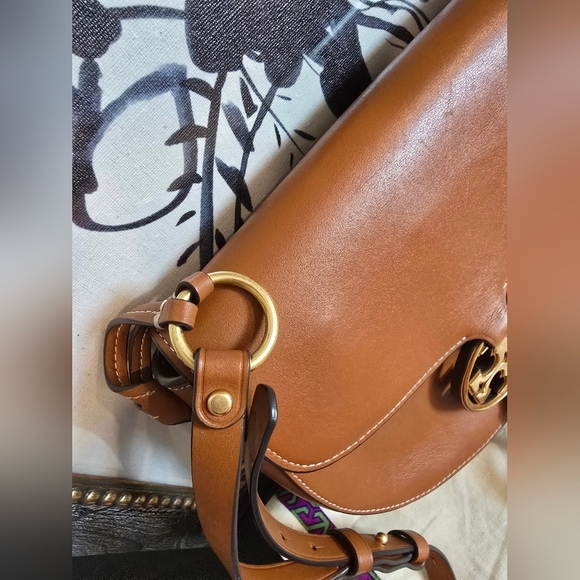 Tory Burch Leather Crossbody Saddle Bag - Picture 4 of 11